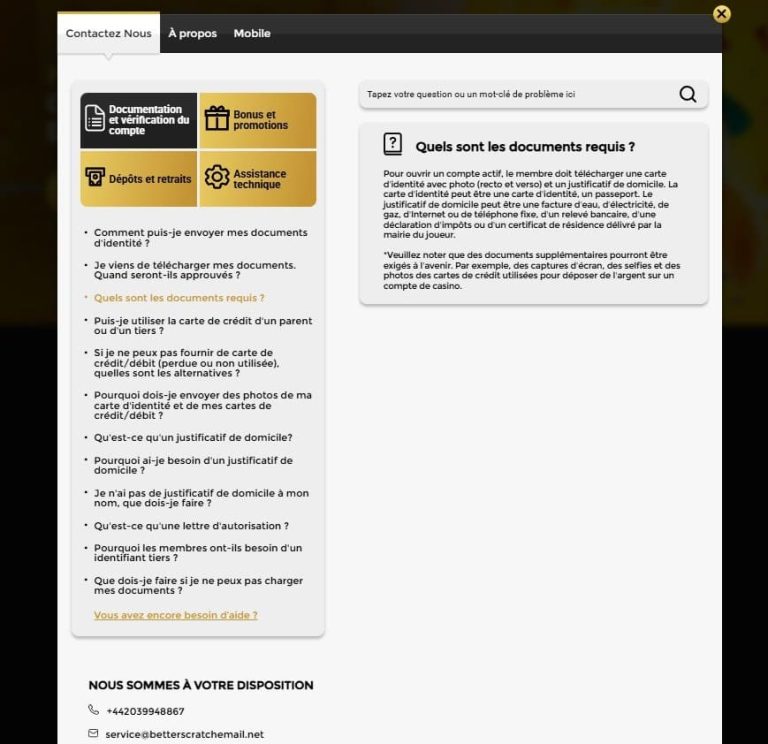 BetterScratch Casino support